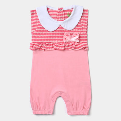 Infant Girls Cotton Interlock Knitted Romper FOIL STAR-C.Pink