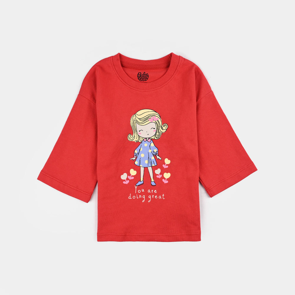 Infant Girls Cotton Jersey T-Shirt - Red