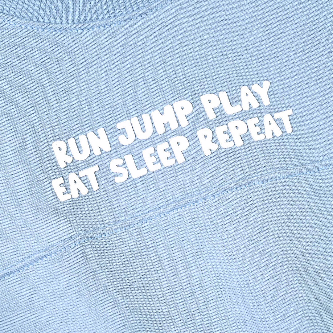 Infant Boys Cotton Terry 2 Piece Suit Sleep Repeat-Blue.Fog