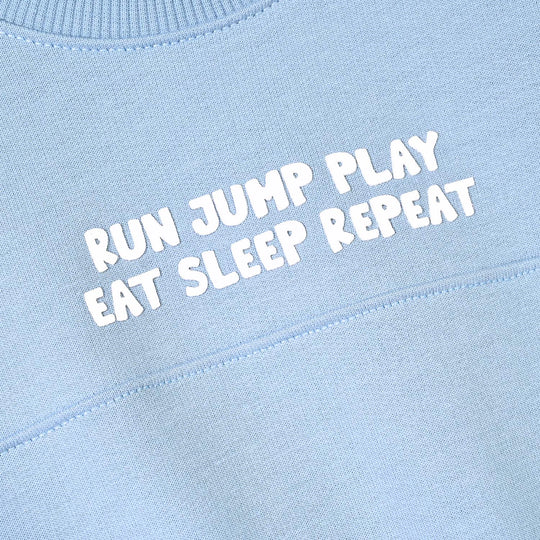 Infant Boys Cotton Terry 2 Piece Suit Sleep Repeat-Blue.Fog
