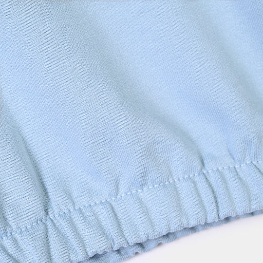 Infant Boys Cotton Terry 2 Piece Suit Sleep Repeat-Blue.Fog
