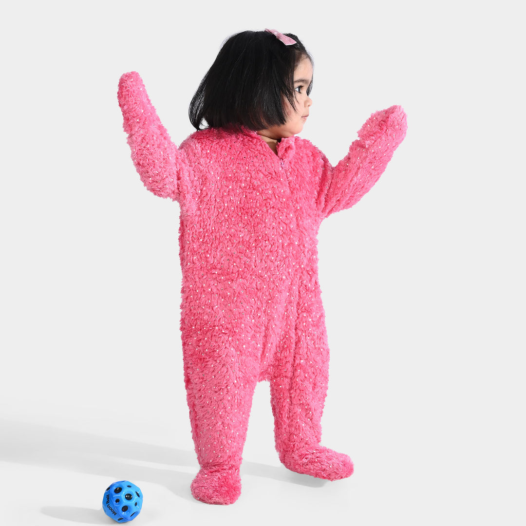 Infant Girls Fleece Romper (SPARKLE DOTS) - Pink