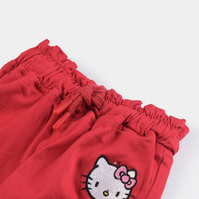 Infant Girls Cotton Twill Pant-Racing Red