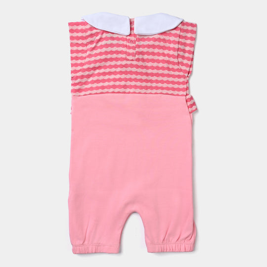 Infant Girls Cotton Interlock Knitted Romper FOIL STAR-C.Pink