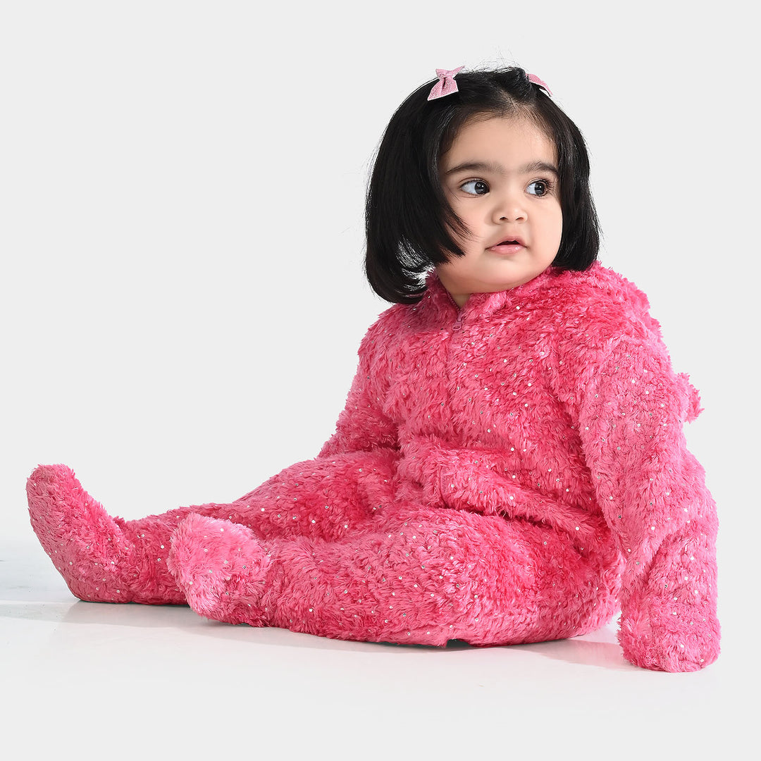 Infant Girls Fleece Romper (SPARKLE DOTS) - Pink