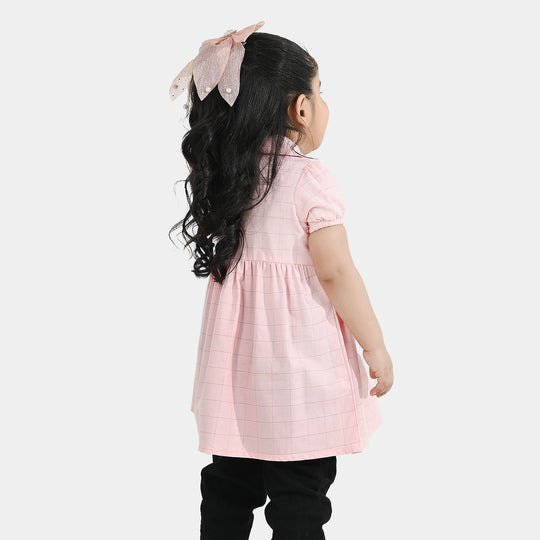 Infant Girls Poly Twill Embroidered Frock Pink Beauty - Pink