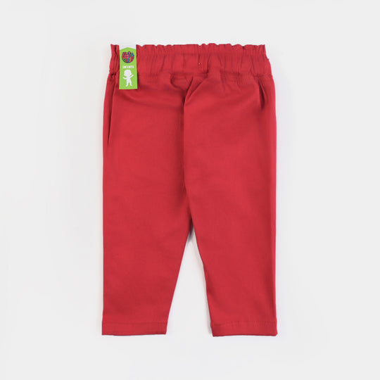 Infant Girls Cotton Twill Pant-Racing Red