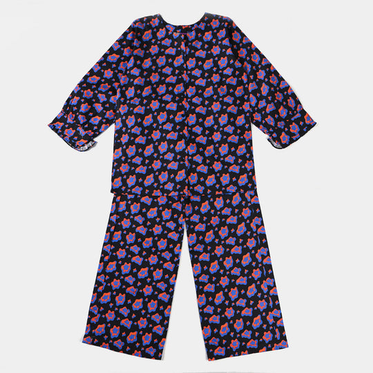 Teen Girls Cotton Poplin Co-ord Set Egg Youk-BLACK