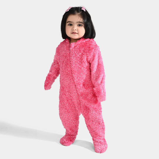 Infant Girls Fleece Romper (SPARKLE DOTS) - Pink