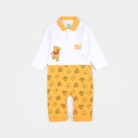 Infant Boys Cotton Interlock Romper F/S-White