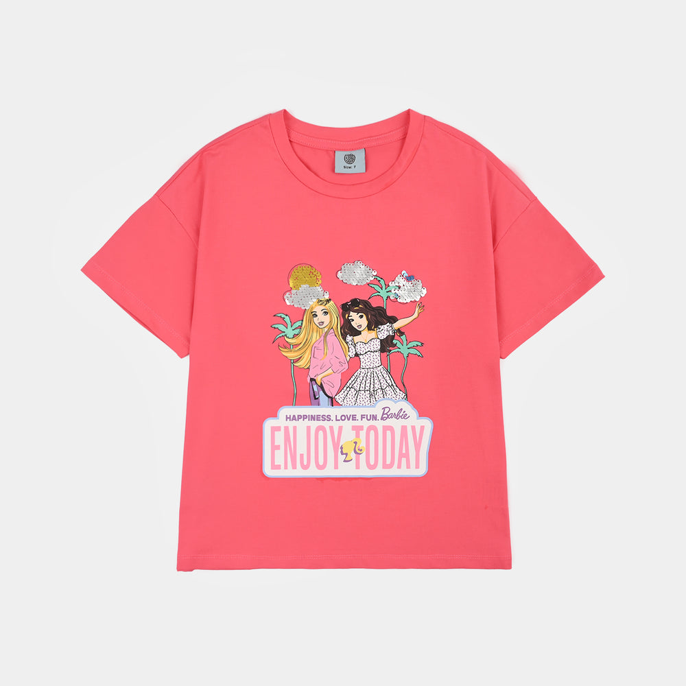 Girls Lycra Jersey T-Shirt Character-M.Pink