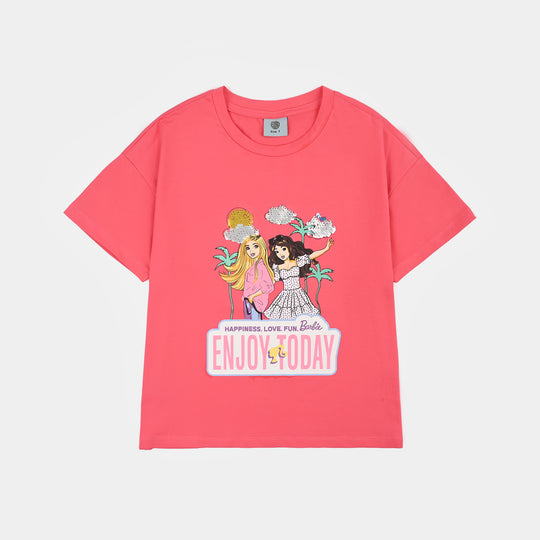 Girls Lycra Jersey T-Shirt Character-M.Pink