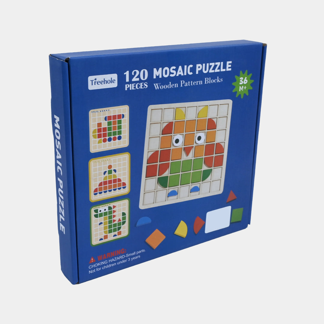 120 Pieces Mosaic Puzzle Wooden Pattern Blocks