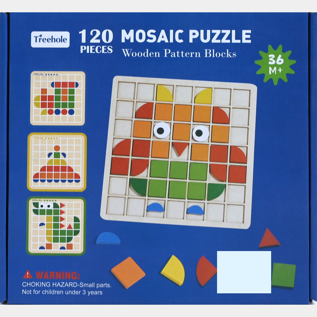 120 Pieces Mosaic Puzzle Wooden Pattern Blocks