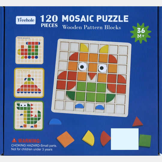 120 Pieces Mosaic Puzzle Wooden Pattern Blocks
