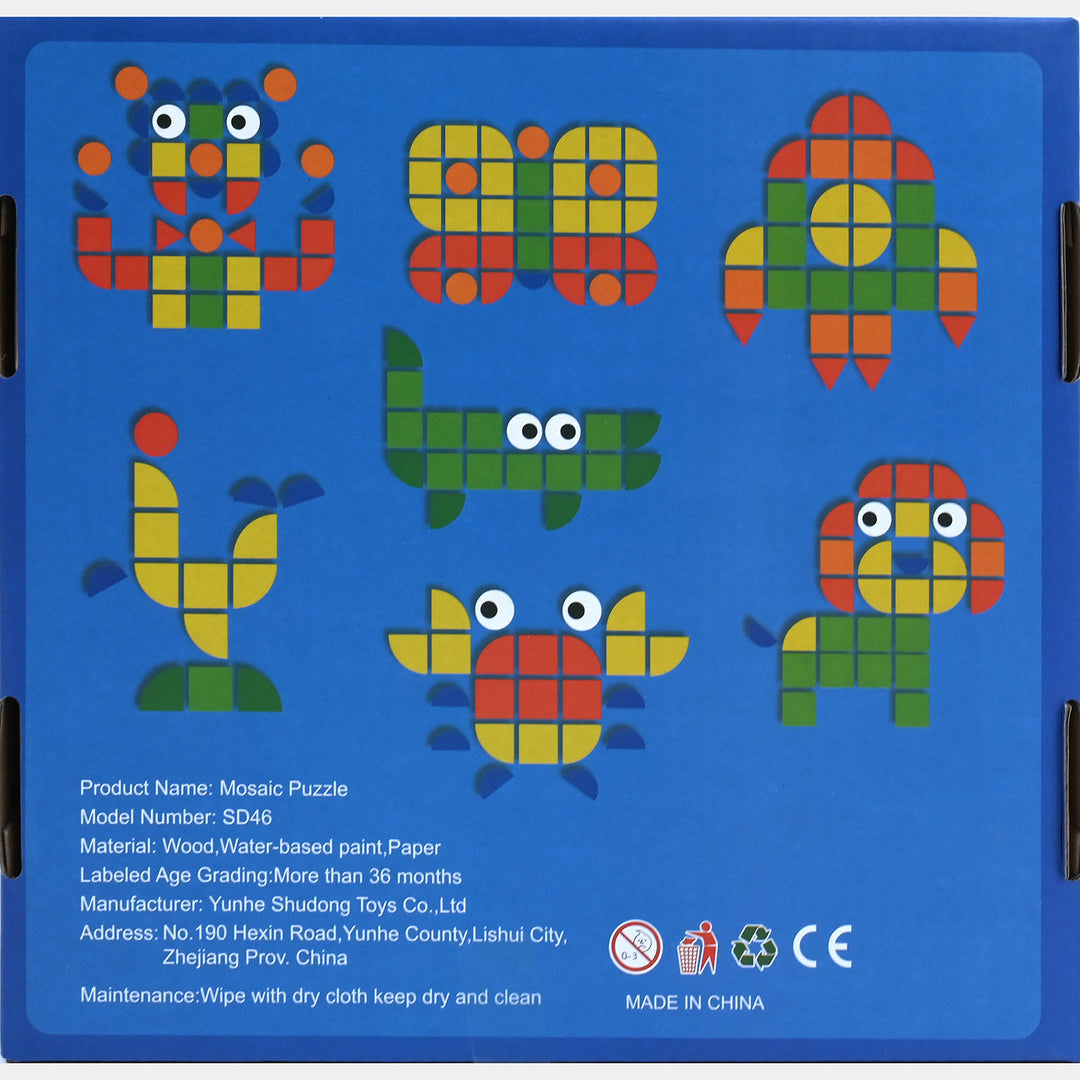 120 Pieces Mosaic Puzzle Wooden Pattern Blocks