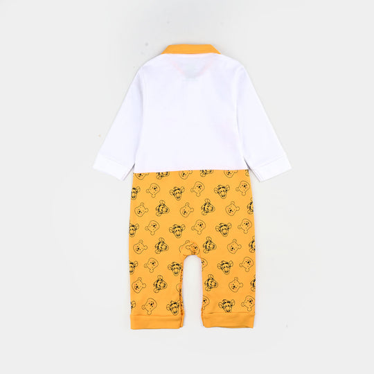 Infant Boys Cotton Interlock Romper F/S-White