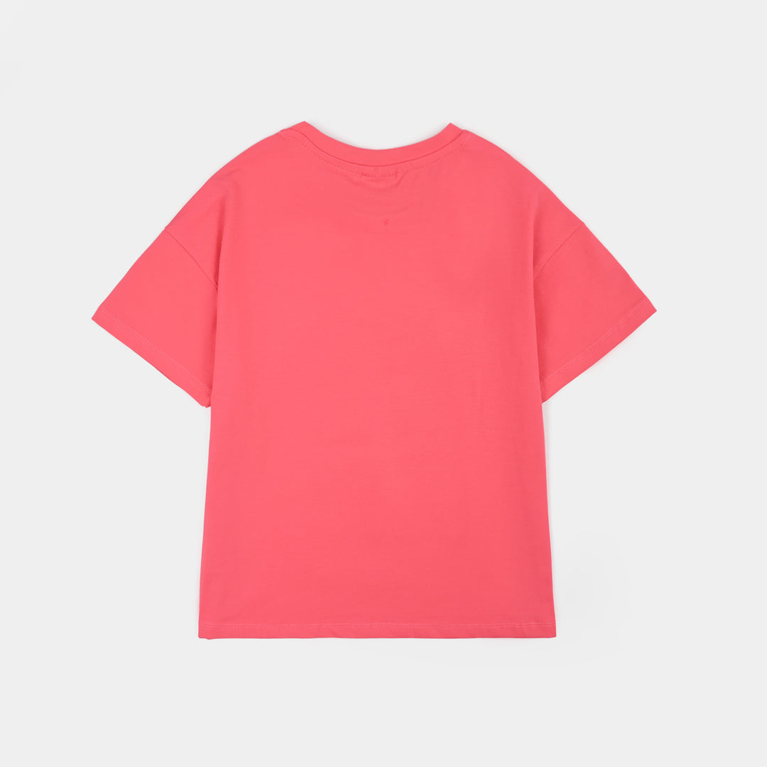 Girls Lycra Jersey T-Shirt Character-M.Pink