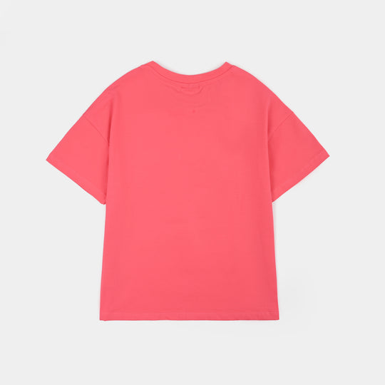 Girls Lycra Jersey T-Shirt Character-M.Pink