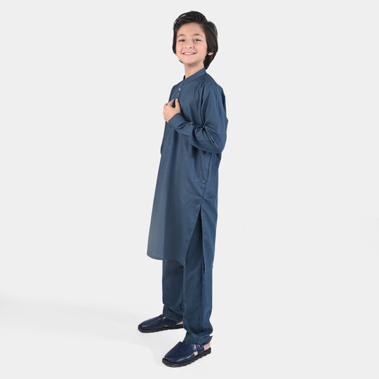 Boys Poly Viscose Shalwar Suit (Blended)-Teal blue