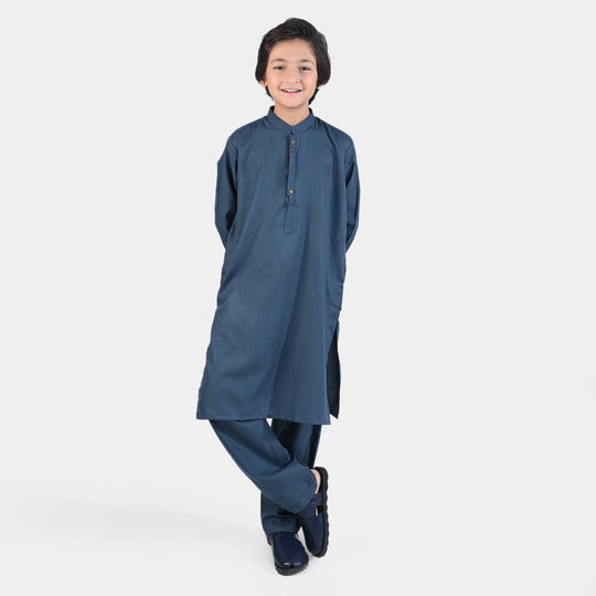 Boys Poly Viscose Shalwar Suit (Blended)-Teal blue