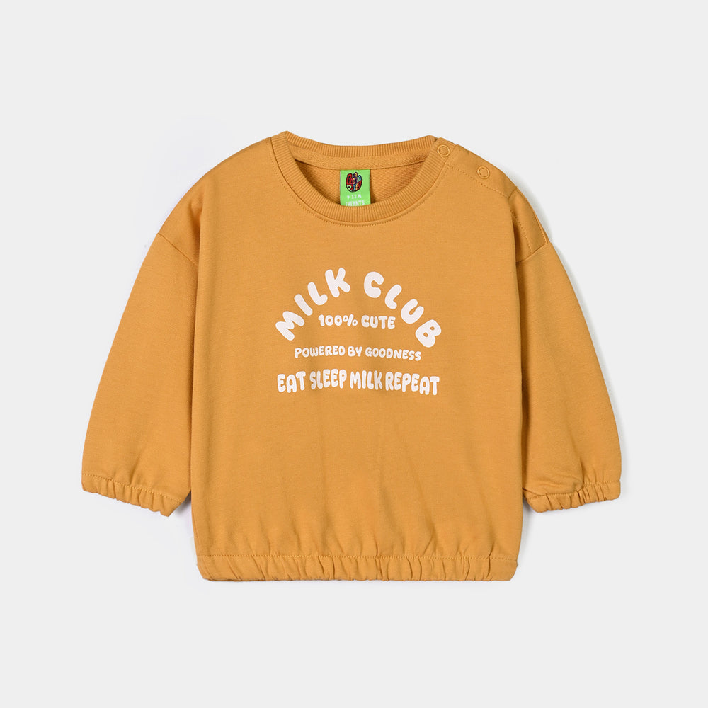 Infant Boys Cotton Terry 2 Piece Suit Milk Club-Yellow