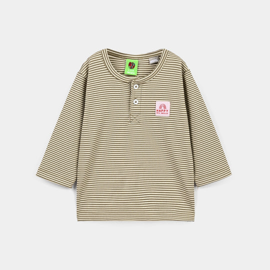 Infant Boys Yarn Dyed T-Shirt Big Smile-Green