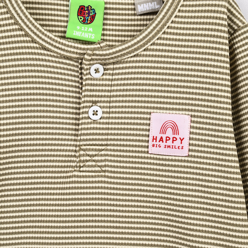 Infant Boys Yarn Dyed T-Shirt Big Smile-Green