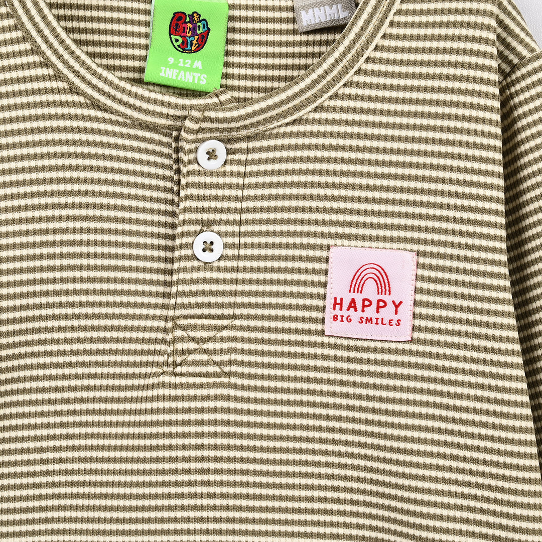 Infant Boys Yarn Dyed T-Shirt Big Smile-Green