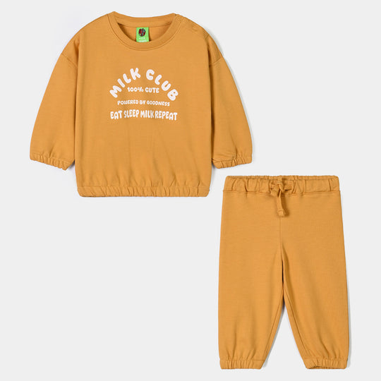Infant Boys Cotton Terry 2 Piece Suit Milk Club-Yellow