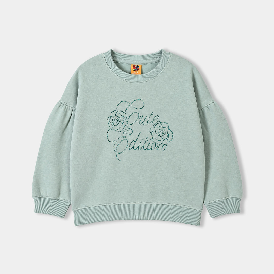 Girls Fleece Sweatshirt Cute Edition-Blue.Surf