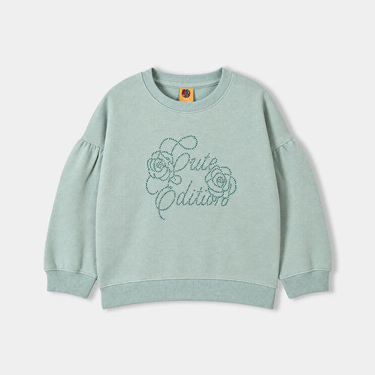 Girls Fleece Sweatshirt Cute Edition-Blue.Surf