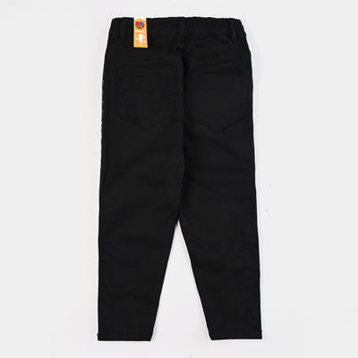 Girls Cotton Twill Pant Hearts Tape-BLACK