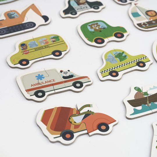 Wooden Traffic Matching Puzzles
