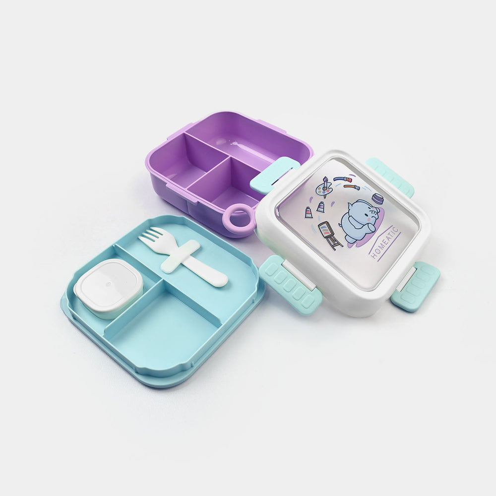 Plastic Lunch Box With Cutlery | 1ltr