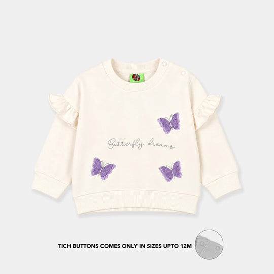 Infant Girls Fleece Sweatshirt Butterfly Dreams-Off.White