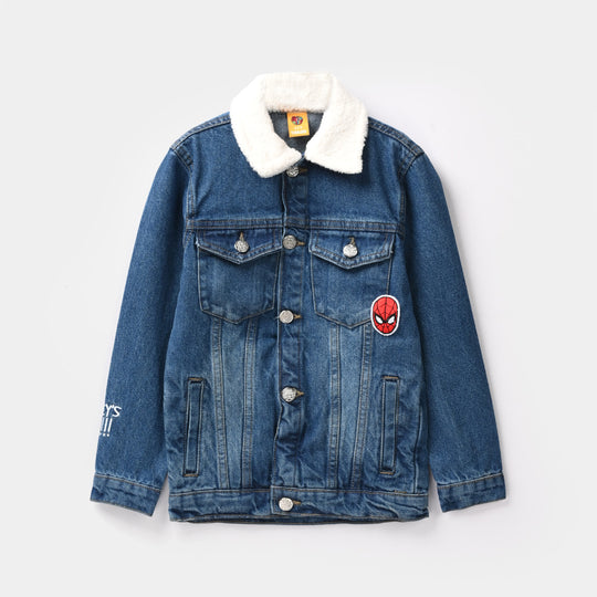 Boys Denim Stretch Jacket Spidey-Mid Blue