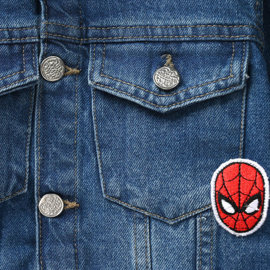 Boys Denim Stretch Jacket Spidey-Mid Blue