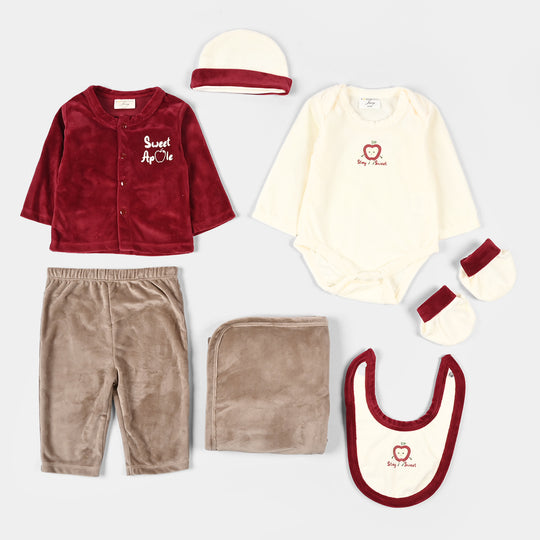 Infant Girls Velour & Thermal 7 PC Gift Set 319 - 105- Cream.Red