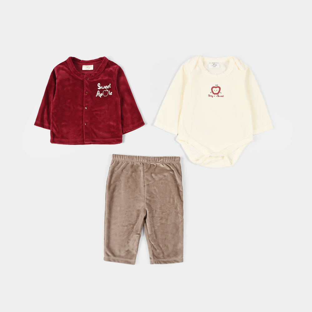 Infant Girls Velour & Thermal 7 PC Gift Set 319 - 105- Cream.Red