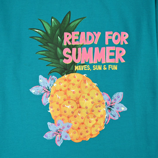 Girls Lycra Jersey T-Shirt Summer-Green
