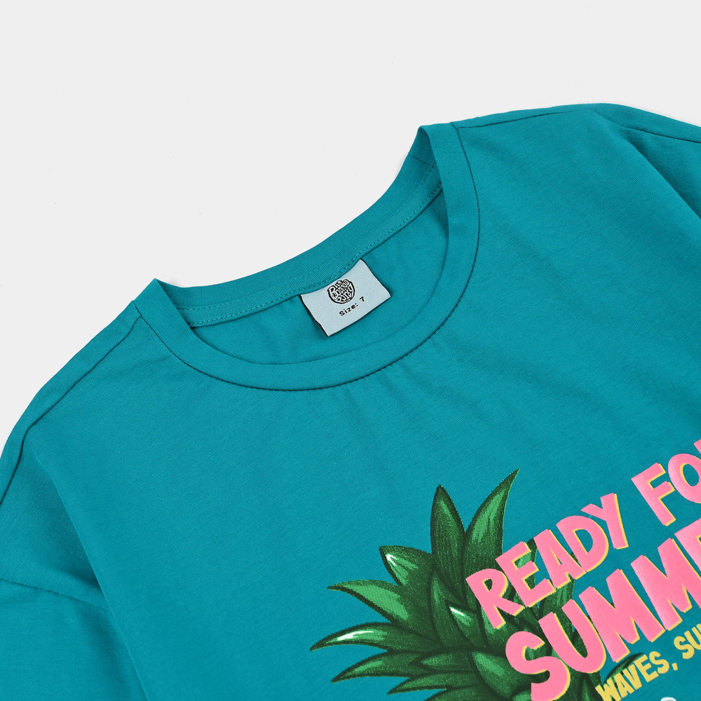 Girls Lycra Jersey T-Shirt Summer-Green