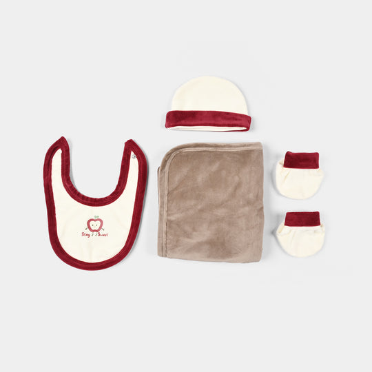 Infant Girls Velour & Thermal 7 PC Gift Set 319 - 105- Cream.Red