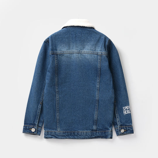 Boys Denim Stretch Jacket Spidey-Mid Blue