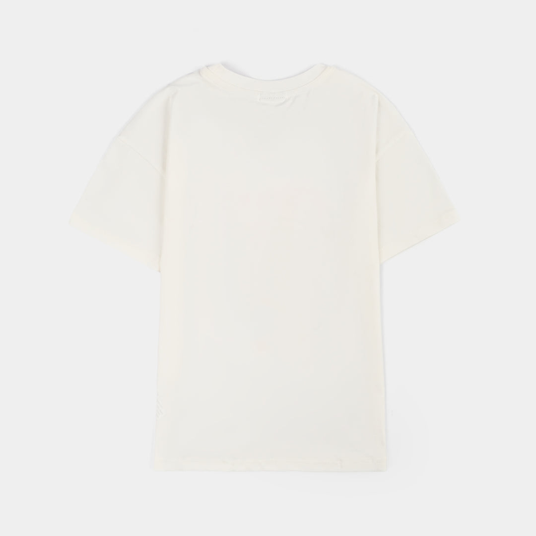 Girls Lycra Jersey T-Shirt Tropical-White