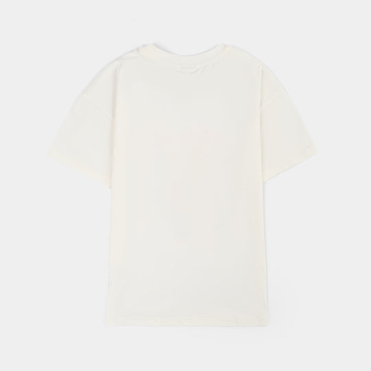 Girls Lycra Jersey T-Shirt Tropical-White