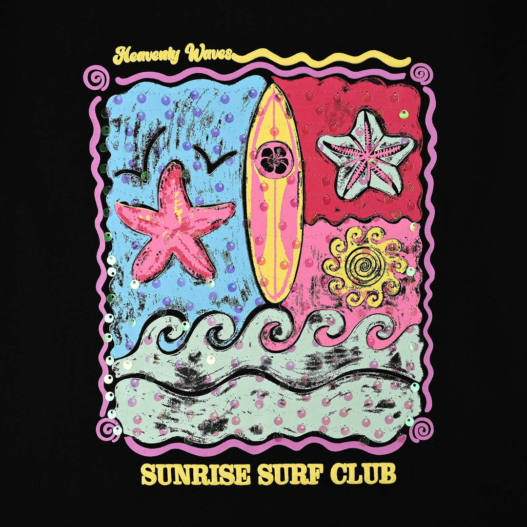 Girls Lycra Jersey T-Shirt Surf Club-BLACK