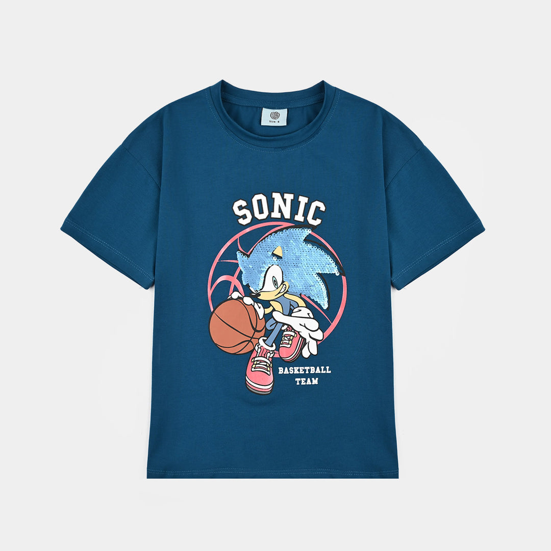 Boys Lycra Jersey T-Shirt Character-Teal