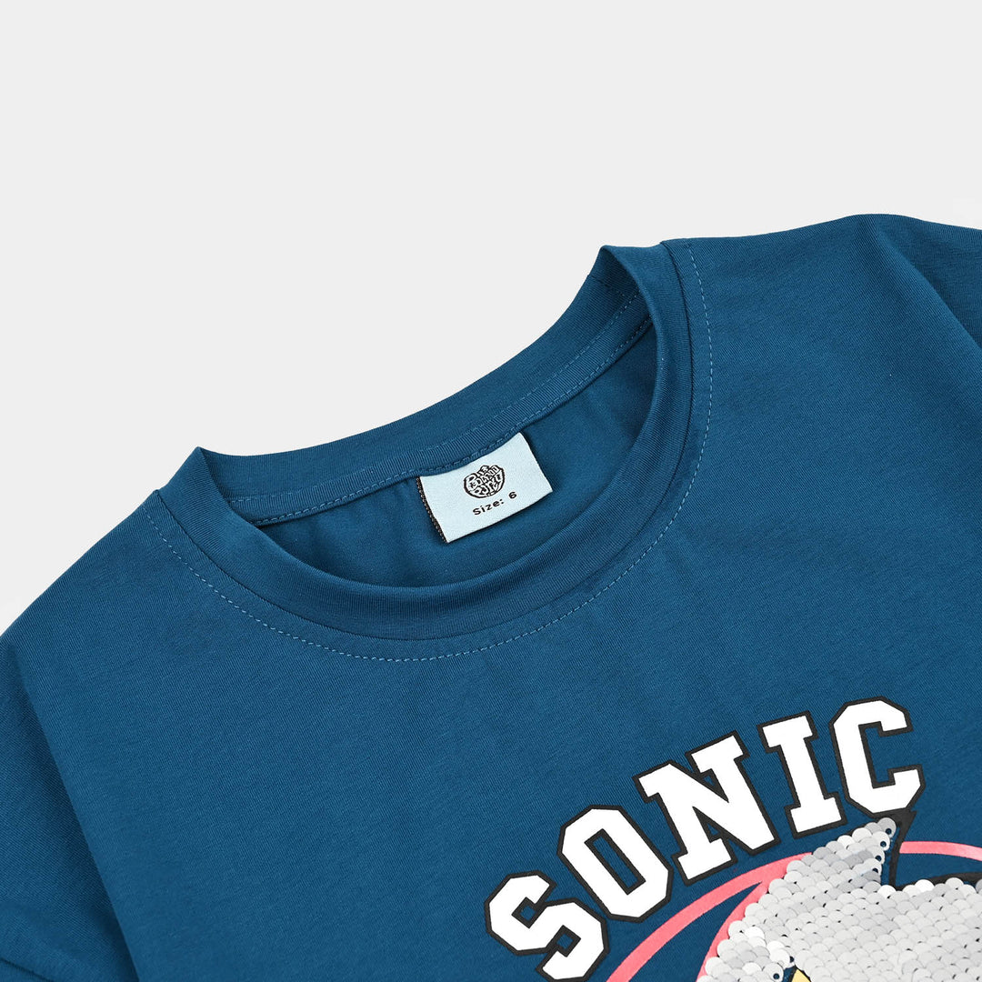 Boys Lycra Jersey T-Shirt Character-Teal