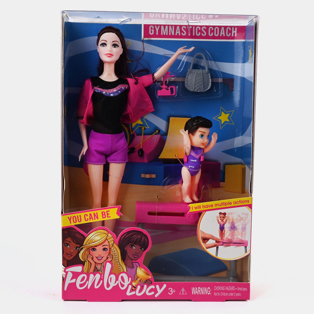 Gymnastics Coach Doll Set